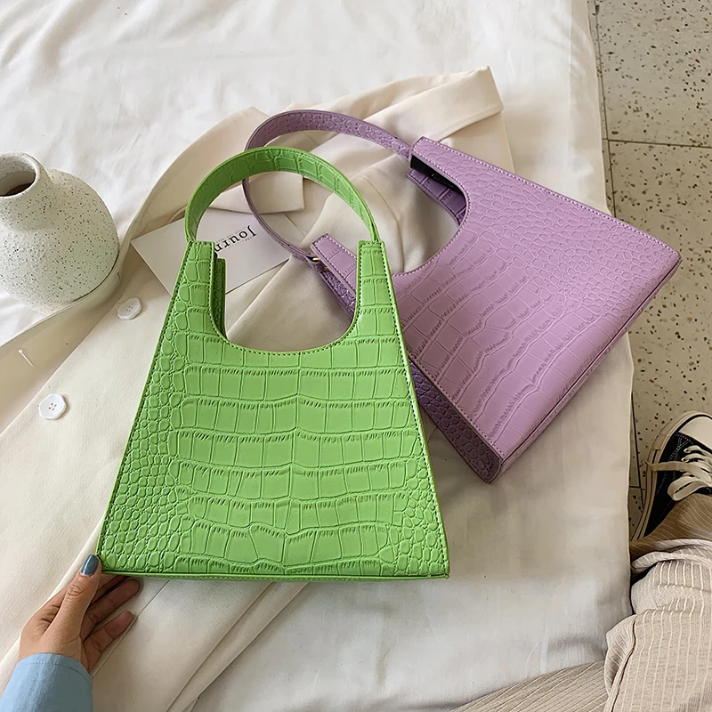 Маленькая сумка из искусственной кожи под мышку с крокодиловым узором для женщин