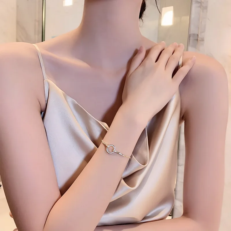 

New Fashion Simple Adjustable Zircon Bracelet for Women Captivate Bar Slider Brilliant CZ Gold Color Jewelry Pulseira Feminia