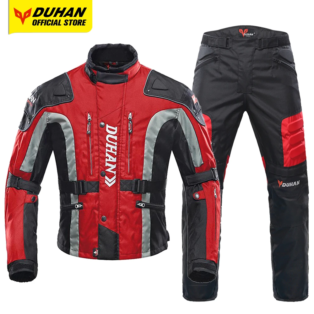 

DUHAN Motorcycle Jacket & Pants Set Wterproof Motocross Chaqueta Removable Warm Liner Moto Racing Suit Motorbike Jacket 4 Season