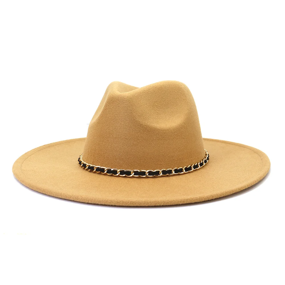 

Шляпа фетровая для мужчин и женщин, повседневная винтажная Панама джазового цвета, однотонная уличная шапка, большие размеры 2021 см, Осень-зи...