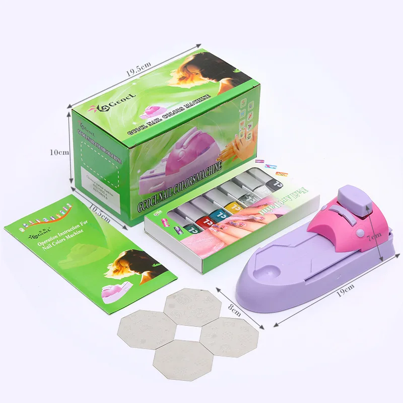 

Pro Nail Art DIY Pattern Printing Manicure Machine with 6pcs Metal Stamp Stamper Nail Tools Color Draw Polish Nail Printer Tool