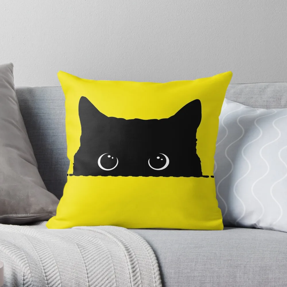 

Black Cat Peeking Throw Pillow Cushion Cover Polyester throw pillows case on sofa home living room car seat decor 45x45cm