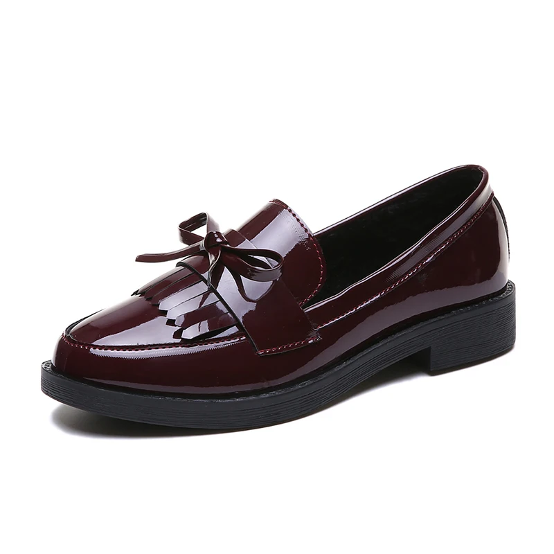 Spring Autumn Women Oxford Shoes Pointed Toe Office Work Patent Leather Dress Low Heels Brogue Black N7826 | Обувь