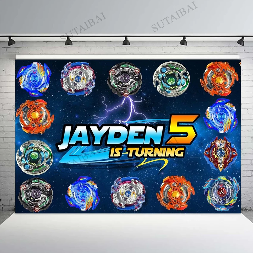 Custom Spinning Beyblade Birthday Backdrop Space Galaxy Children Baby Shower Party Vinyl Photography Background for Photo Studio