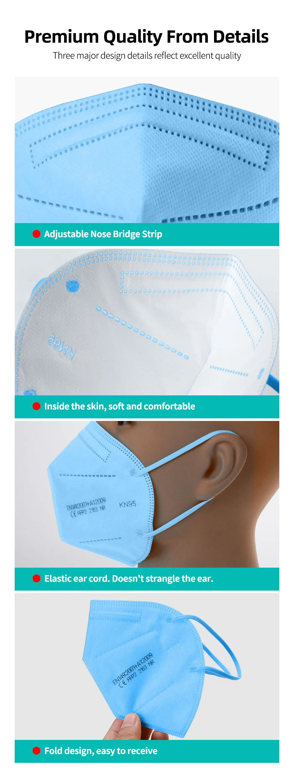 

10-100 Pieces ffp2mask CE Mascarillas Kn95 Certified Mask fpp2 Approved Blue Masks Respiratory mask for Women Men Masque ffpp2