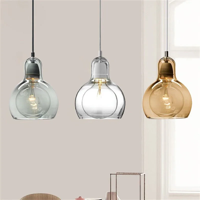 

Modern Small Glass Pendant Light E27 Bulb Clear Glass Lampshade Nordic Hanging Lamp for Bedside Dining Room Bar Restaurant