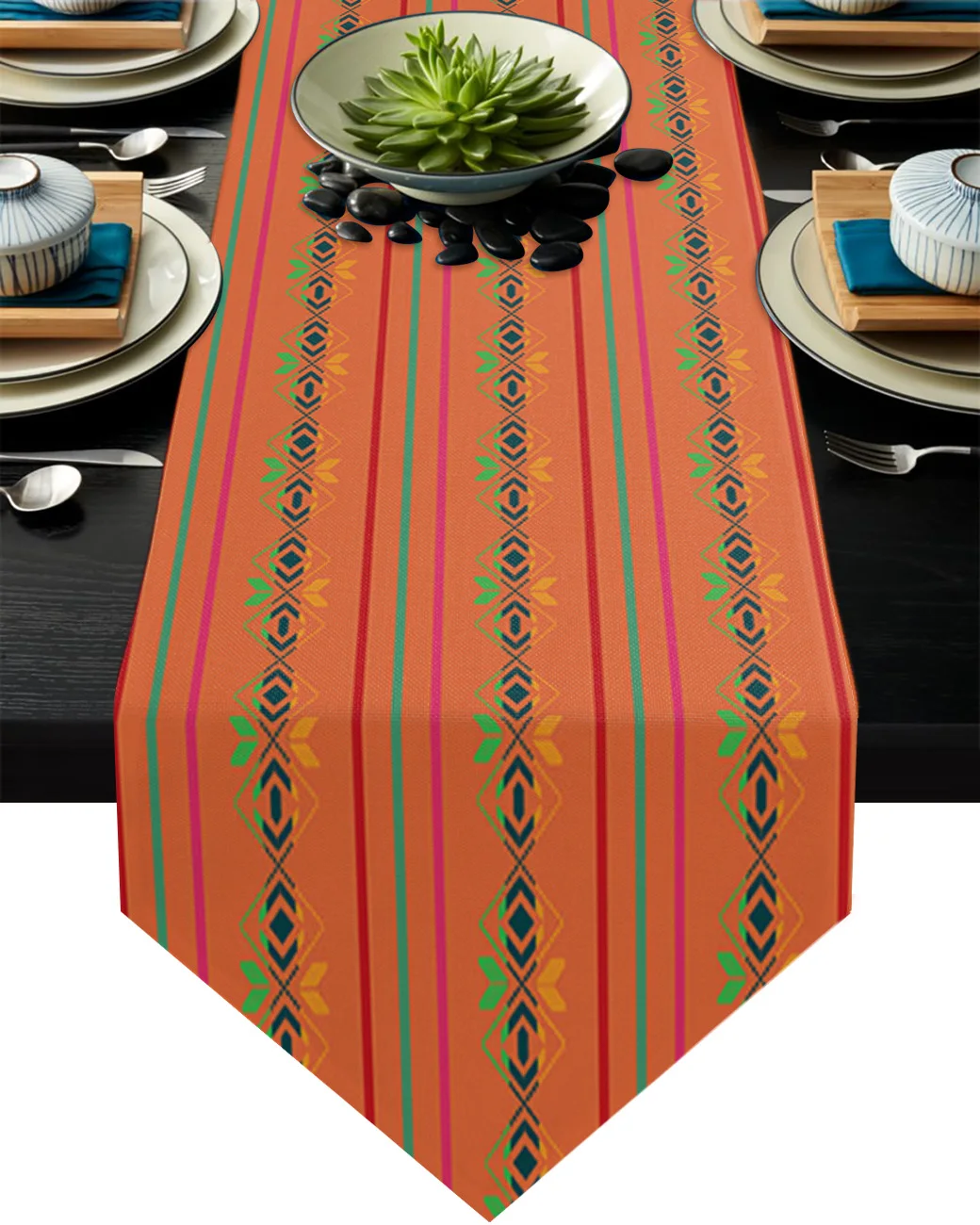

Мексиканская скатерть с геометрическими полосками на оранжевом фоне, скатерть, коврик для стола, товары для украшения дома, свадьбы, вечери...