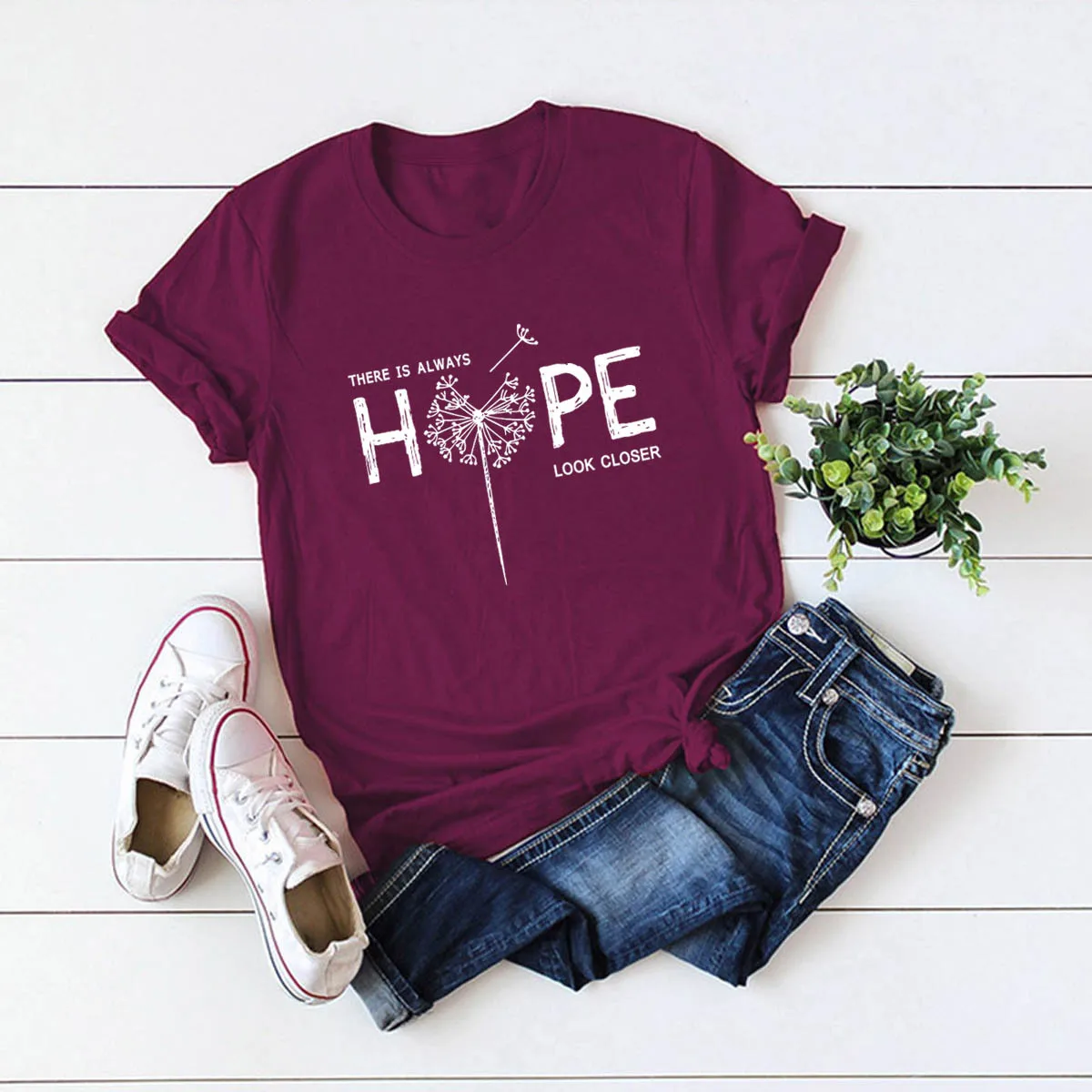

Summer Women T Shirt Cotton Plus Size S- 5XL Dandelion Hope Letter Graphic O-Neck Short Sleeve Tshirts Casual Tees Tops Women