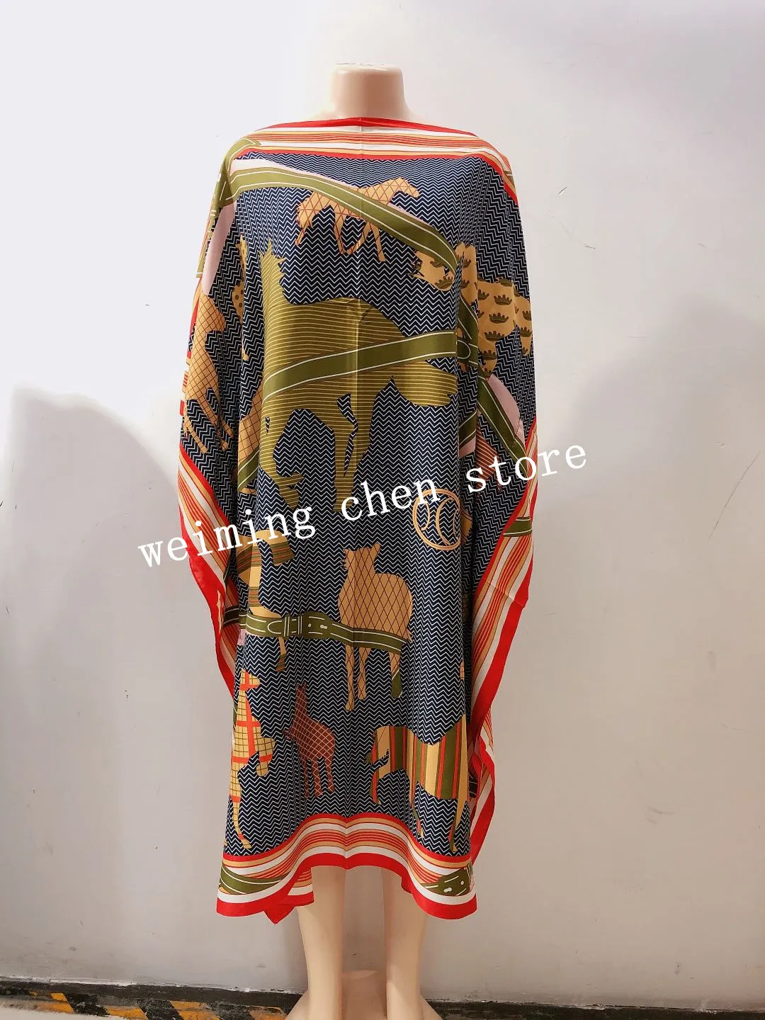 3 цвета (длина платья 102 см бюст: 136 см) Новое шелковое платье с Африканским принтом