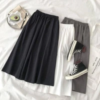 skirt college style womens summer 2020 new korean female students super fire elastic waist skirt solid color skirt