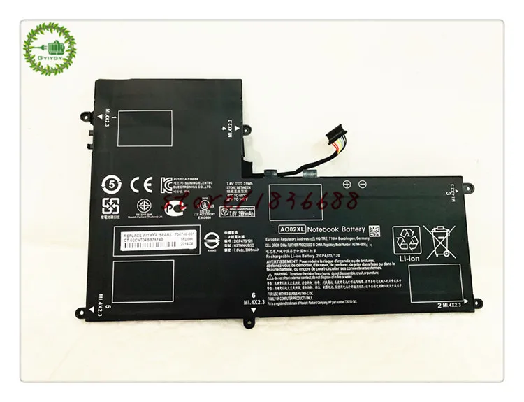 Аккумулятор для ноутбука AO02XL GYIYGY 7 4 в 36 Втч HP ElitePad 1000 G2 HSTNN LB5O 728250 1C1 728558 005 421