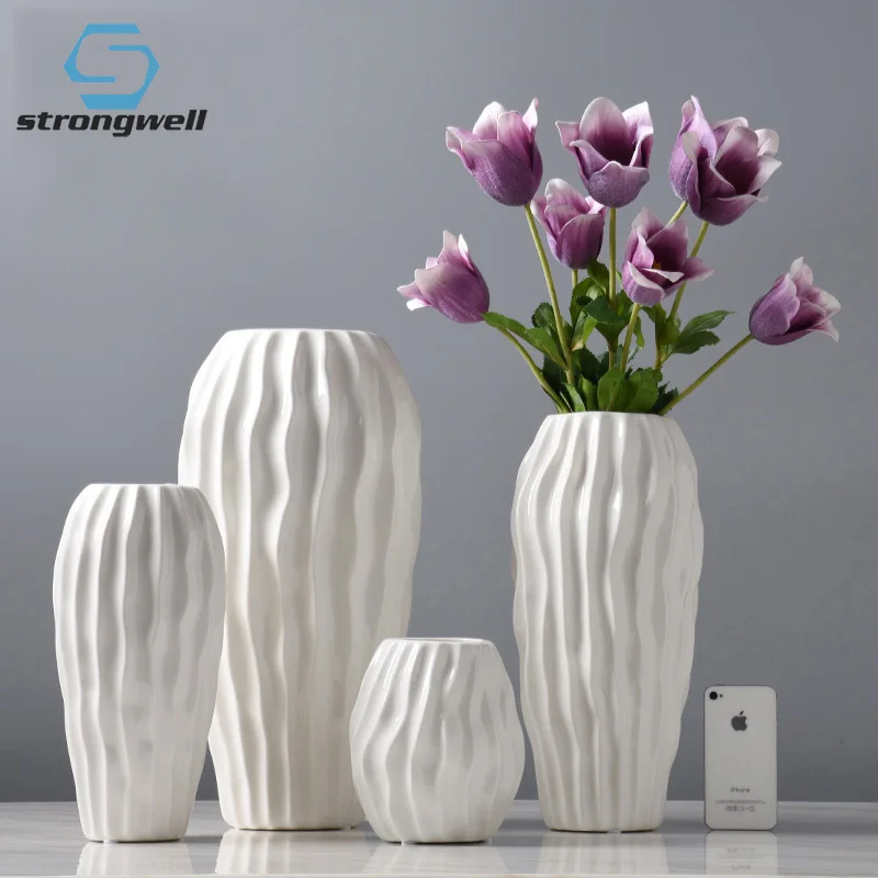 Strongwell белая глазурованная керамика ваза для цветов с принтами волны и цветы