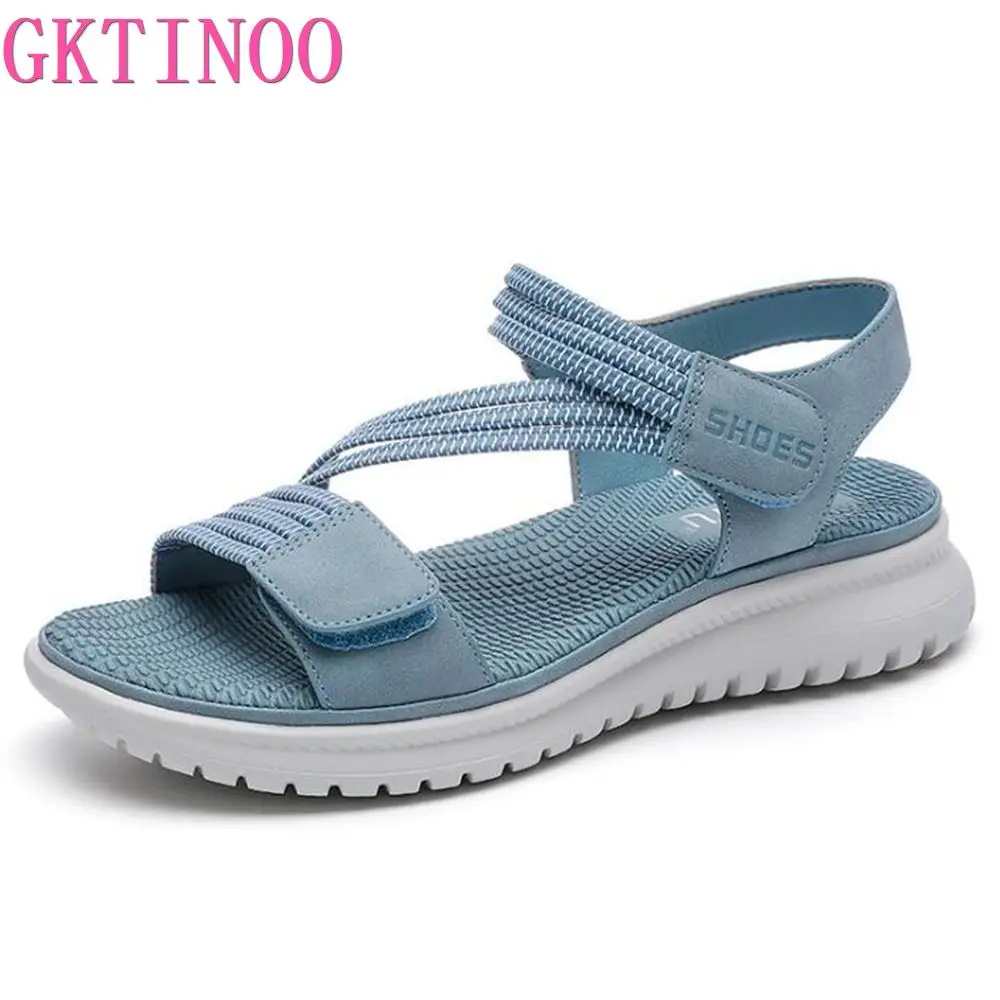 

GKTINOO 2023 New Women Sandals Platform leather Ladies Sandals Comfortable Flat Sandals Open Toe Beach Shoes Woman Footwear