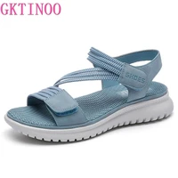 gktinoo 2022 new women sandals platform leather ladies sandals comfortable flat sandals open toe beach shoes woman footwear