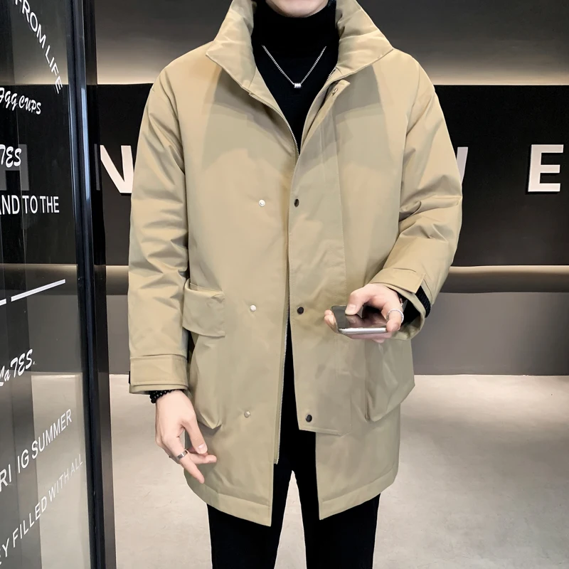 

Мужская теплая куртка-пуховик средней длины, с хлопковой подкладкой