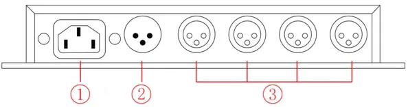 Distribuidor de Saída, AC 100V-240V, Hub 1 a 4, DMX, 4 XLR-3, Novo