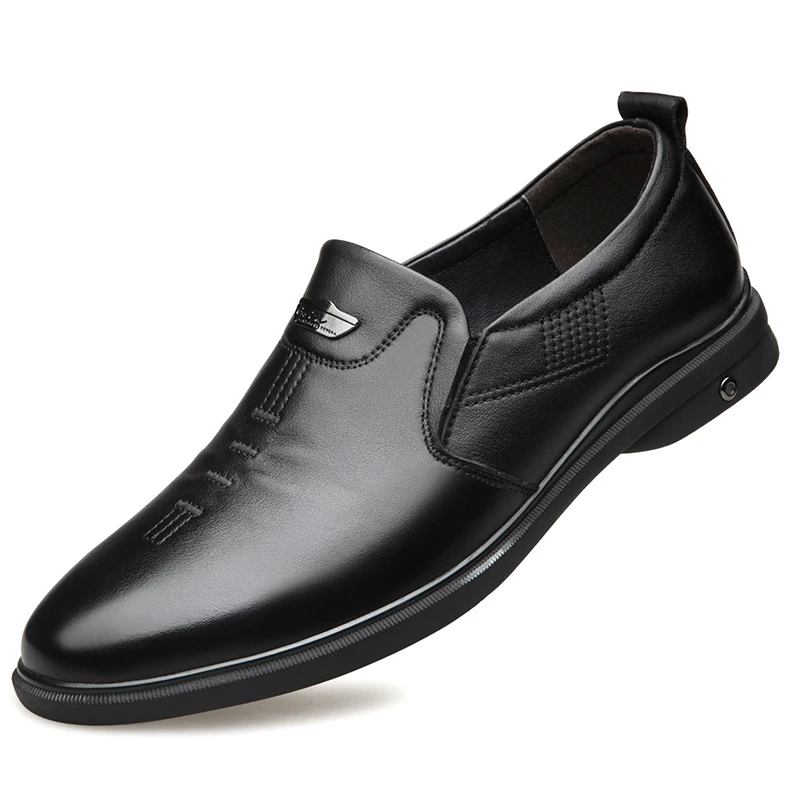 

New Men Formal Dress Brand Slip on Genuine Leather Loafers Shoes for Men Shoes Business Dress Black Office Work Shoes %