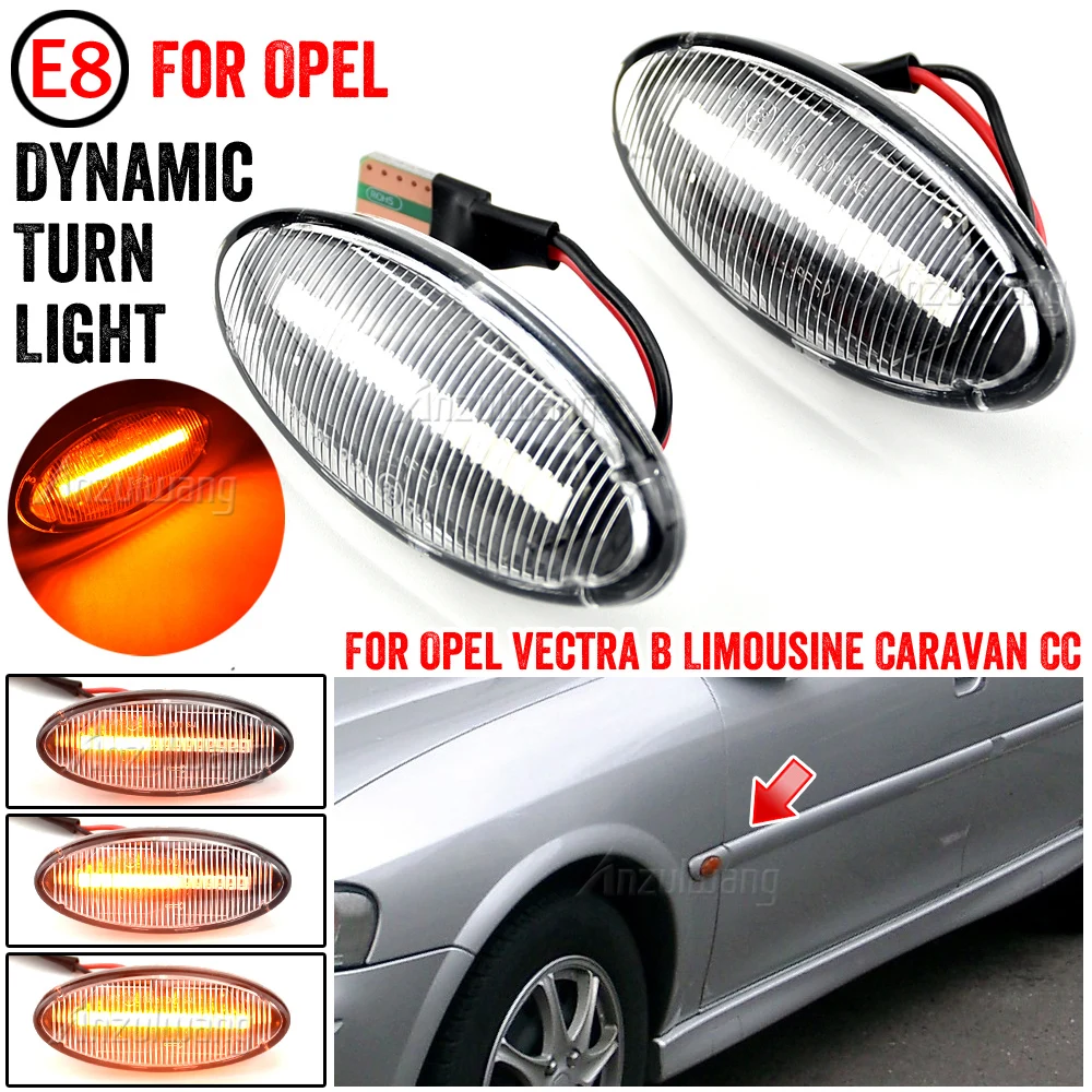 

2Pcs Dynamic Amber Flowing Water LED Side Marker Turn Signal Sequential Blinker indicator Light For Opel Vectra B 1995-2002