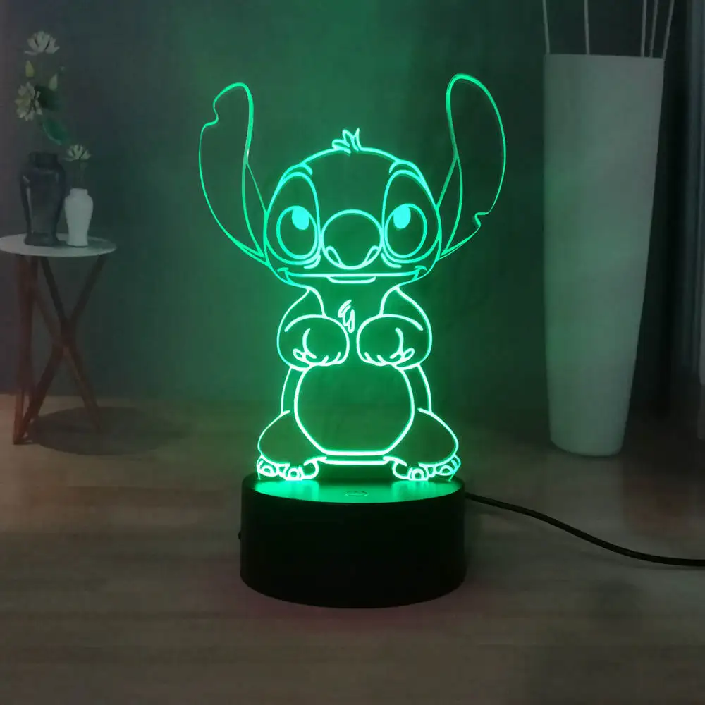 Светодиодный ночник с милым стежком акриловый RGB многоцветный USB 3D иллюзия ночной