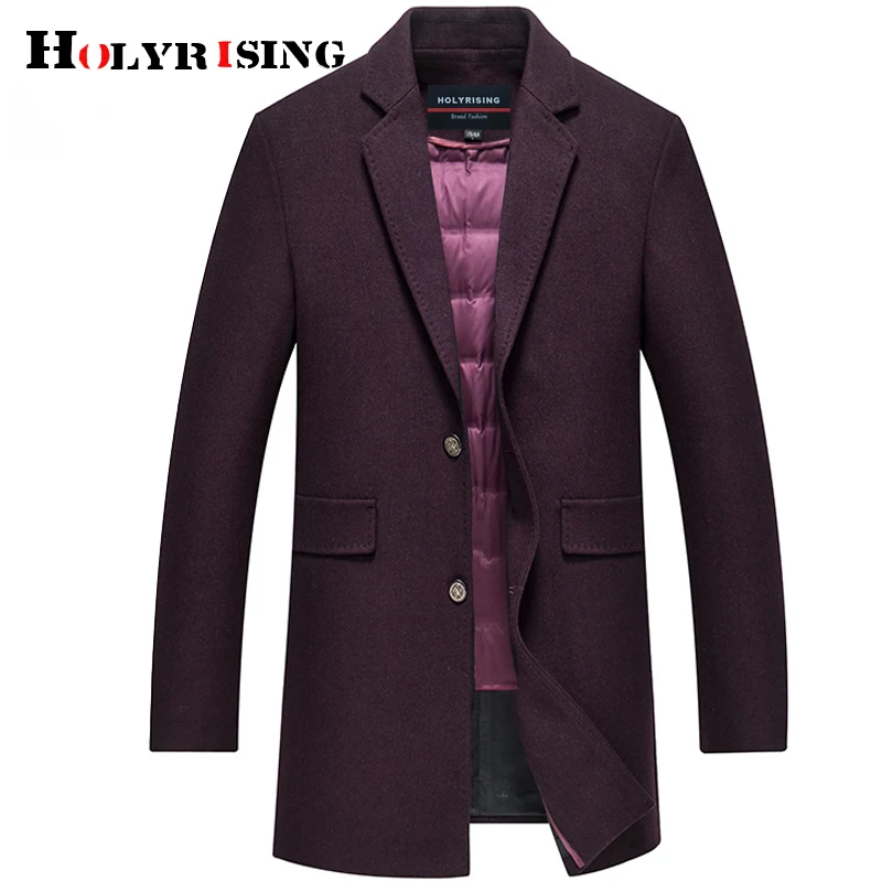 

Holyrising Men Wool Coats With Down Vest Adjustable Waistcoat Long Warm Outerwear Thicken Topcoat Male Windproof Jackets 19014-5
