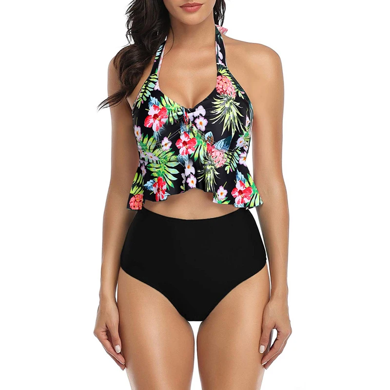 Купальный костюм с высокой талией кружевные трусики комплекты бикини 2020