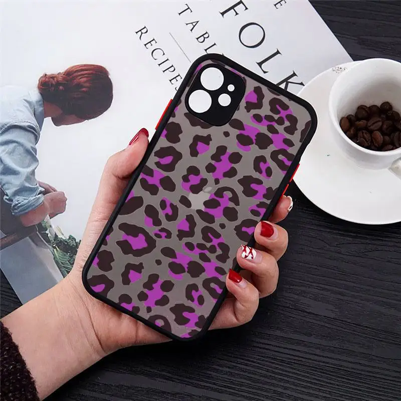 

Leopard Print cute cartoon Phone Cases matte transparent For iphone 7 8 11 12 plus mini x xs xr pro max cover