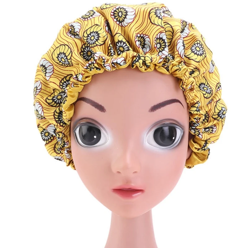 

Kids Silky Satin Bonnet Night Sleep Cap Double Layer Reversible Adjustable Floral Print Sleeping Turban Hat Hair Wrap