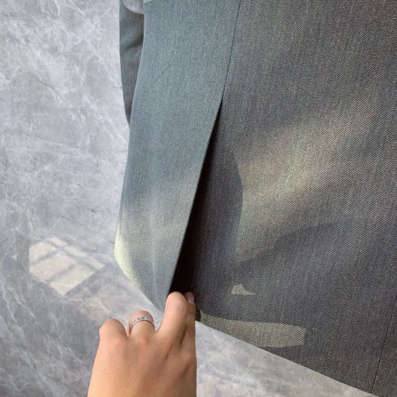 

Fashion Mixed Colors Slim Vintage Suit Jackets Mens Notched Single Breasted Pockets Split Design Casual Pants Korean Style Set