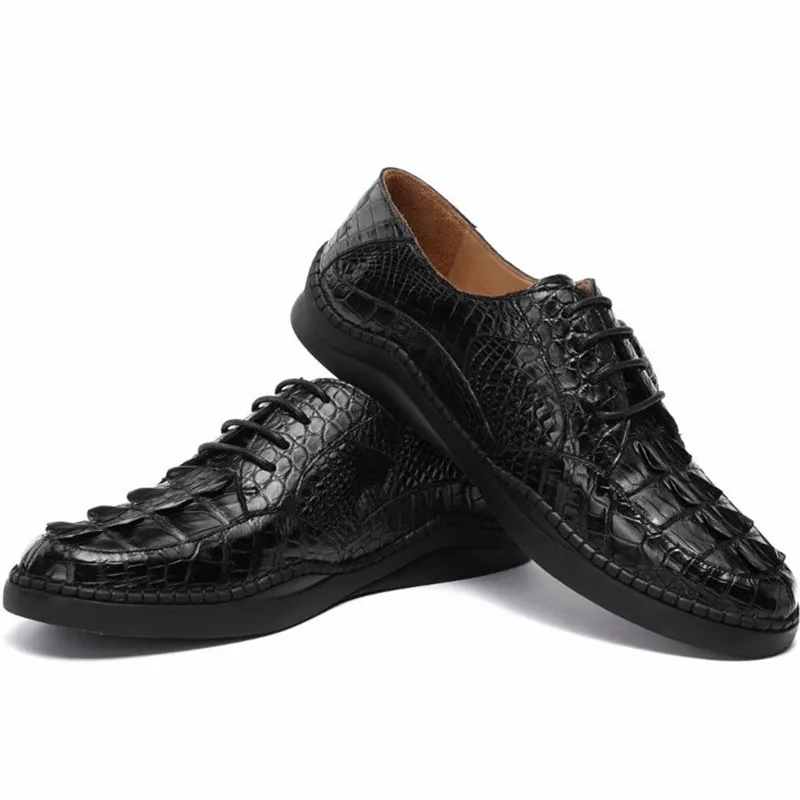 

Мужские кроссовки из натуральной кожи крокодила, на шнуровке