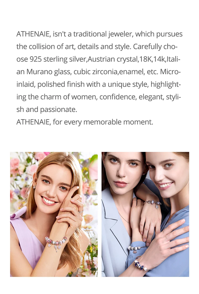 ATHENAIE, 925 пробы, серебряный, белый, Изобилие любви, эмаль, ажурные подвески, подходят для всех европейских браслетов, ожерелье, цвет белый