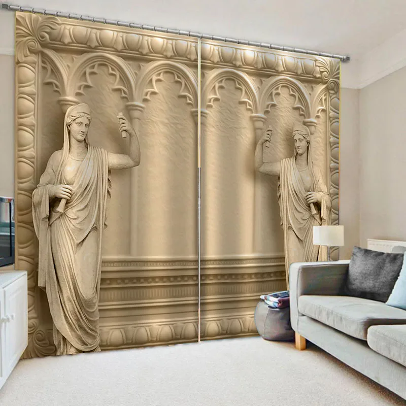 

3D Print European Style Building Cylinder Tunnel Window Curtains Living Room Curtain Bedroom Screen Polyester Home Decor