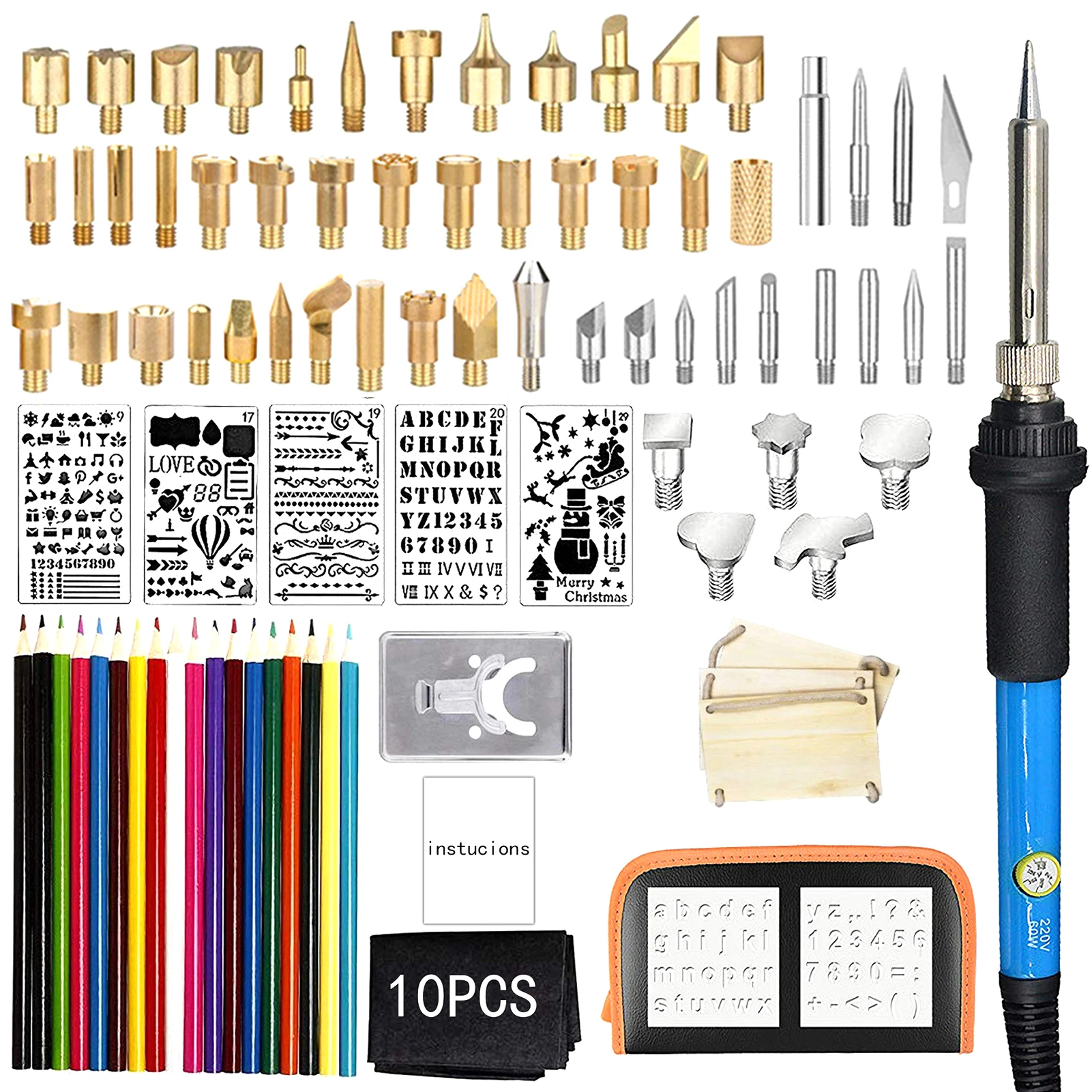 

94pcs Embossing Home Adjustable Temperature Electric Soldering Iron Pyrography Pen Carving Wood Burning Kit DIY Professional