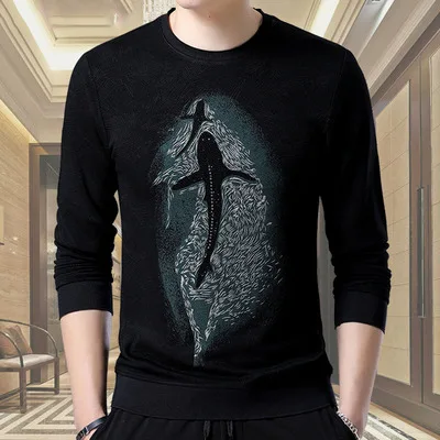 

Autumn and winter men's long-sleeved lapel T-shirt cotton business casual shirt