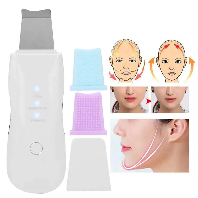 

Ultrasonic Skin Scrubber Vibration Face Spatula Blackhead Remover Facial Scrubber Shovel Clean Cavitation Peeling Facial Lifting
