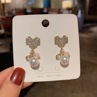 heart pearl earrings dangle crystals anime bear pendant for women 2022 fashion charm luxury wedding birthday jewelry wholesale