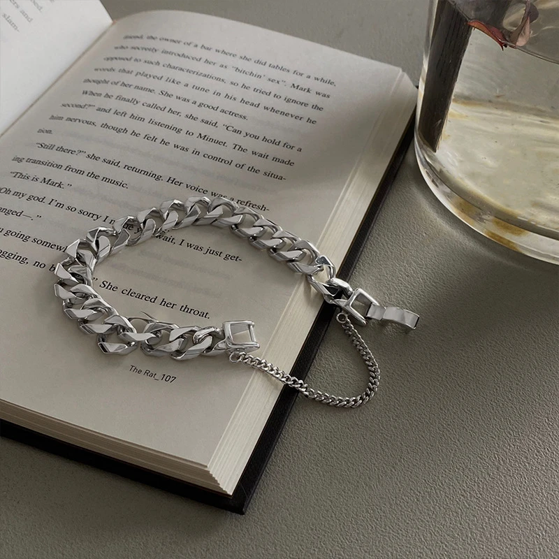 

Metal chain bracelet men and women cold wind design bracelet punk personality couple bracelet jewelry women wholesale