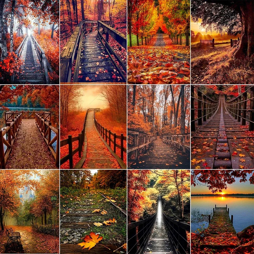 

Алмазная 5D Вышивка Sontonga, полноразмерная/круглая Осенняя живопись, мозаика «сделай сам», украшение для дома, подарок