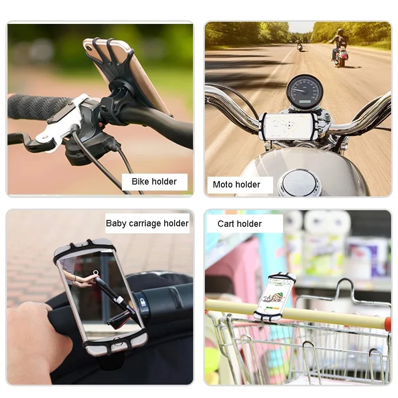 rotating silicone bicycle bike mobile phone holder motorcycle phone holder for iphone 11 12 samsung auti slip bike stand holder free global shipping