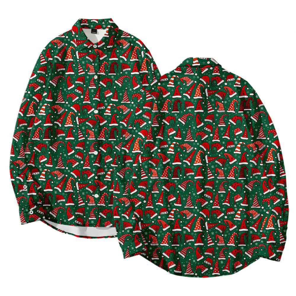 

Christmas 3D Print Tree Shirt Men Autumn Long Sleeve shirt Winter Printed Mens Funny shirt