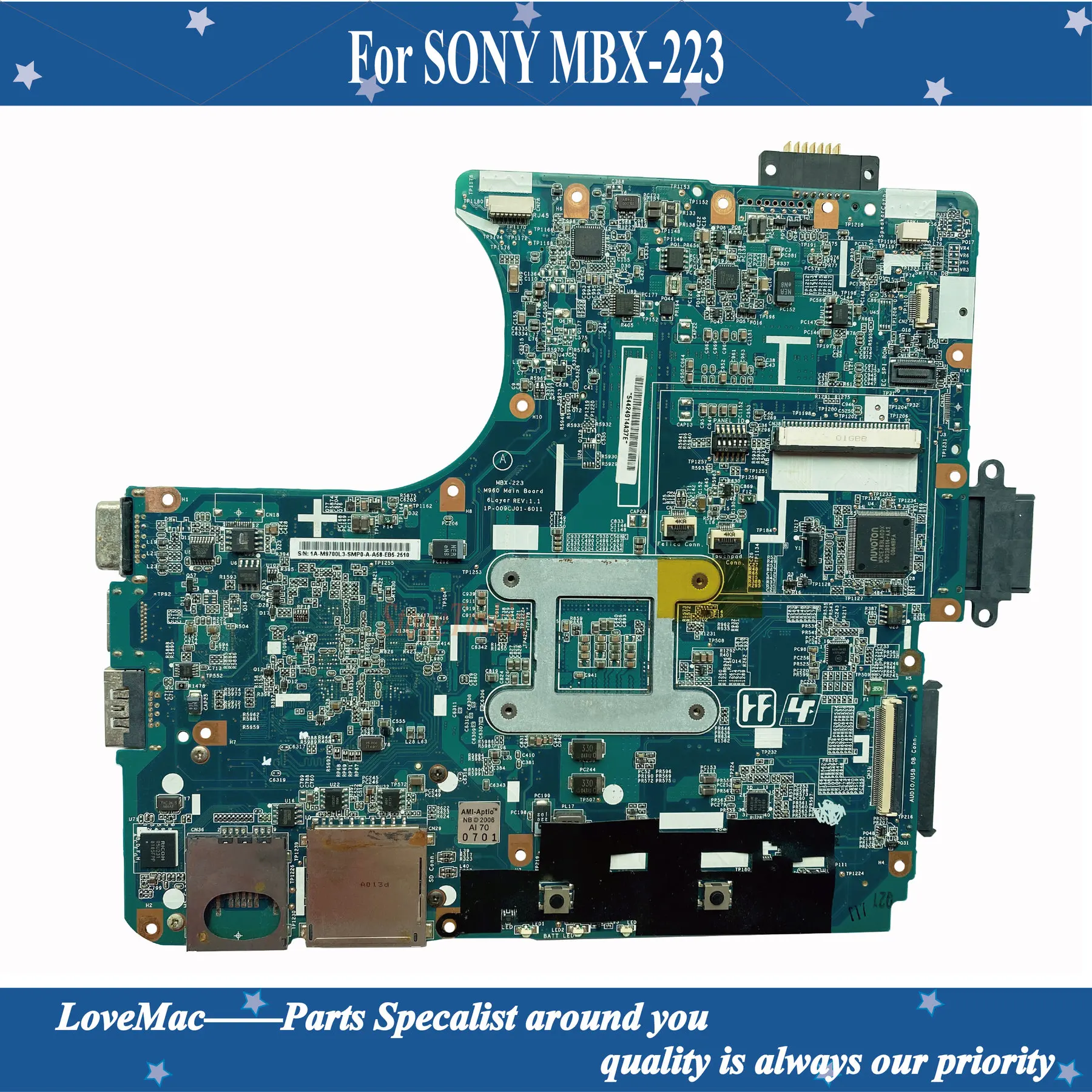 Высокое качество A1776799A A1771572A A1771573A для SONY MBX 223 Материнская плата ноутбука M960 rev 1 1p