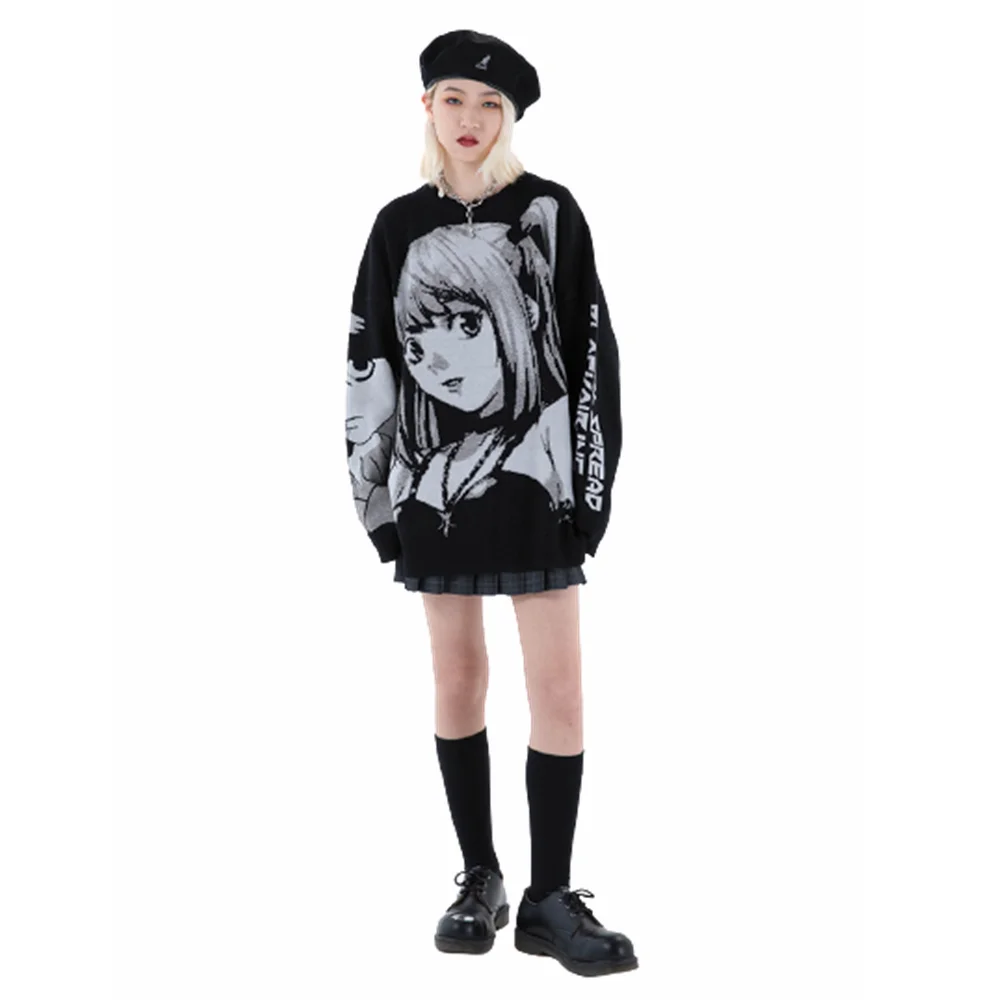 Женский свитер в стиле аниме тетрадь смерти большого размера Корейском для