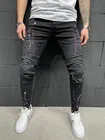 Джинсы мужские рваные в 3 стилях, модные облегающие байкерские джинсы, с принтом в горошек и брызгами, дизайнерские облегающие брюки из денима