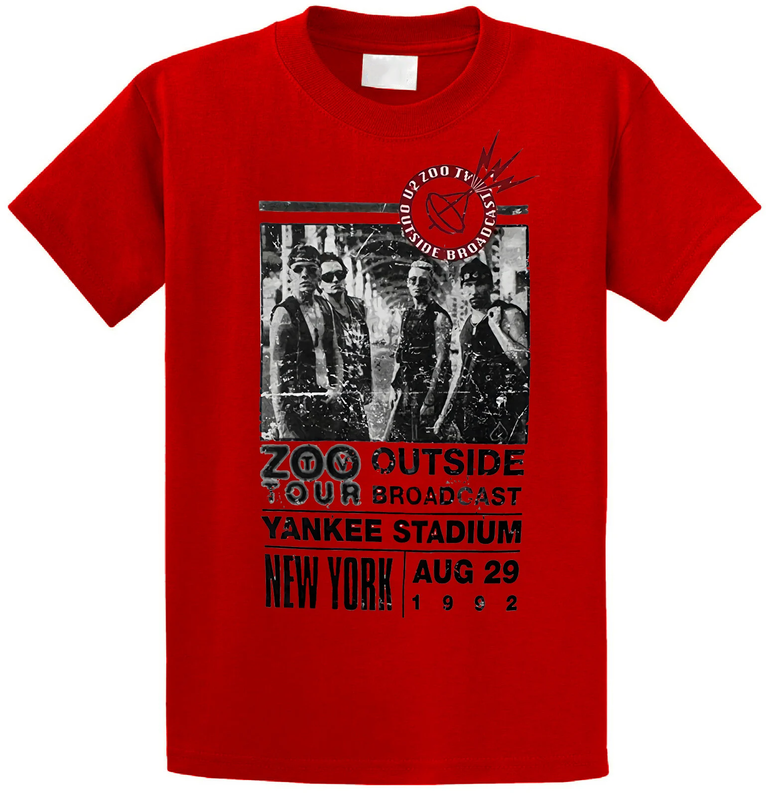 U2-Zoo 1992 Outside Tour-официальная мужская серая футболка импорт США - Цвет: Красный