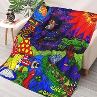 alice in wonderland abstract psychedelic fantasy print throw blanket sherpa blanket cover bedding soft blankets