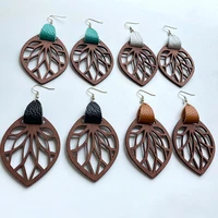 cutout hollow leaf dangle drop earrings for women original new design hot selling