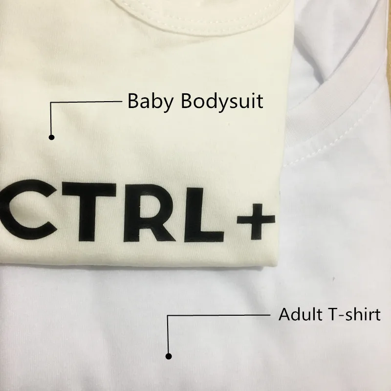 Семейные комплекты с принтом Ctrl+ C, Ctrl+ V Одинаковая одежда с короткими рукавами для мамы и дочки, папы и сына