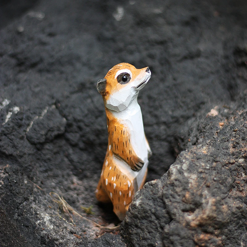 

Nordic Style Home Decor Wooden Meerkat Handmade Woodcarving Meerkat Wood Animal Ornaments Gift Living Room Garden Decoration