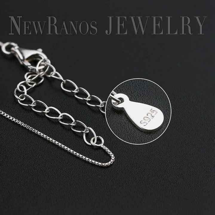 Newranos 925 пробы Серебряная синяя бабочка кулон ожерелье красочный CZ циркония Эмаль ожерелье Женские Ювелирные изделия NYX0061242