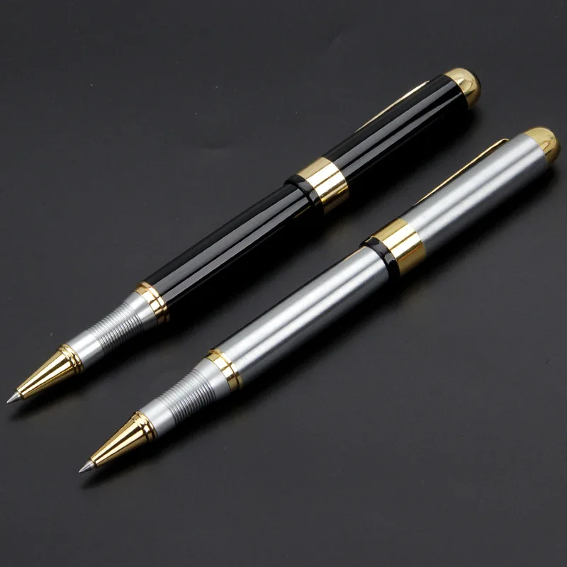 Высококачественная Серебристая и черная шариковая ручка с зажимом 1 0 мм товары