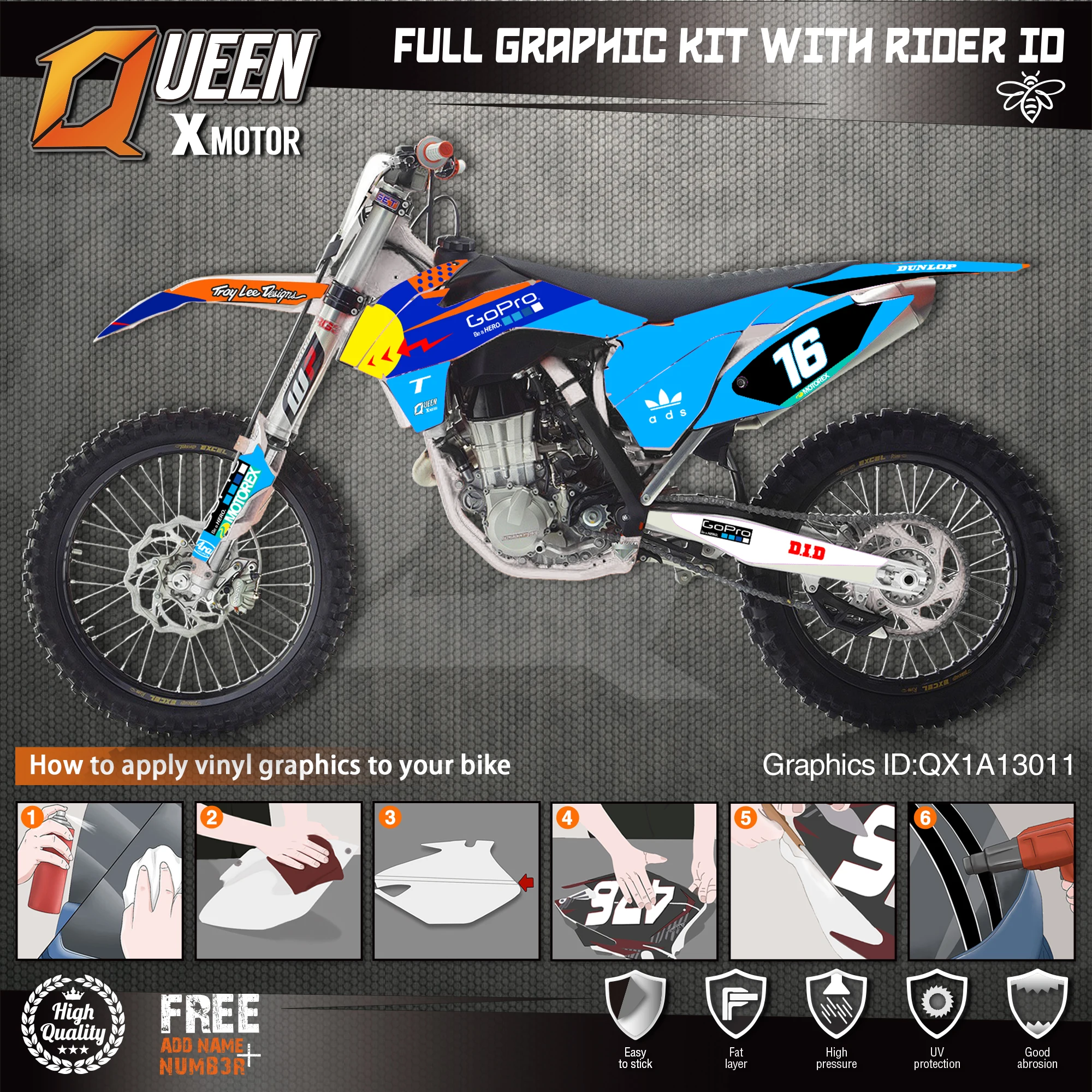 QUEEN X MOTOR Custom Team графические наклейки Набор наклеек для KTM 2013 2014 2015 SX SXF 2016 см |